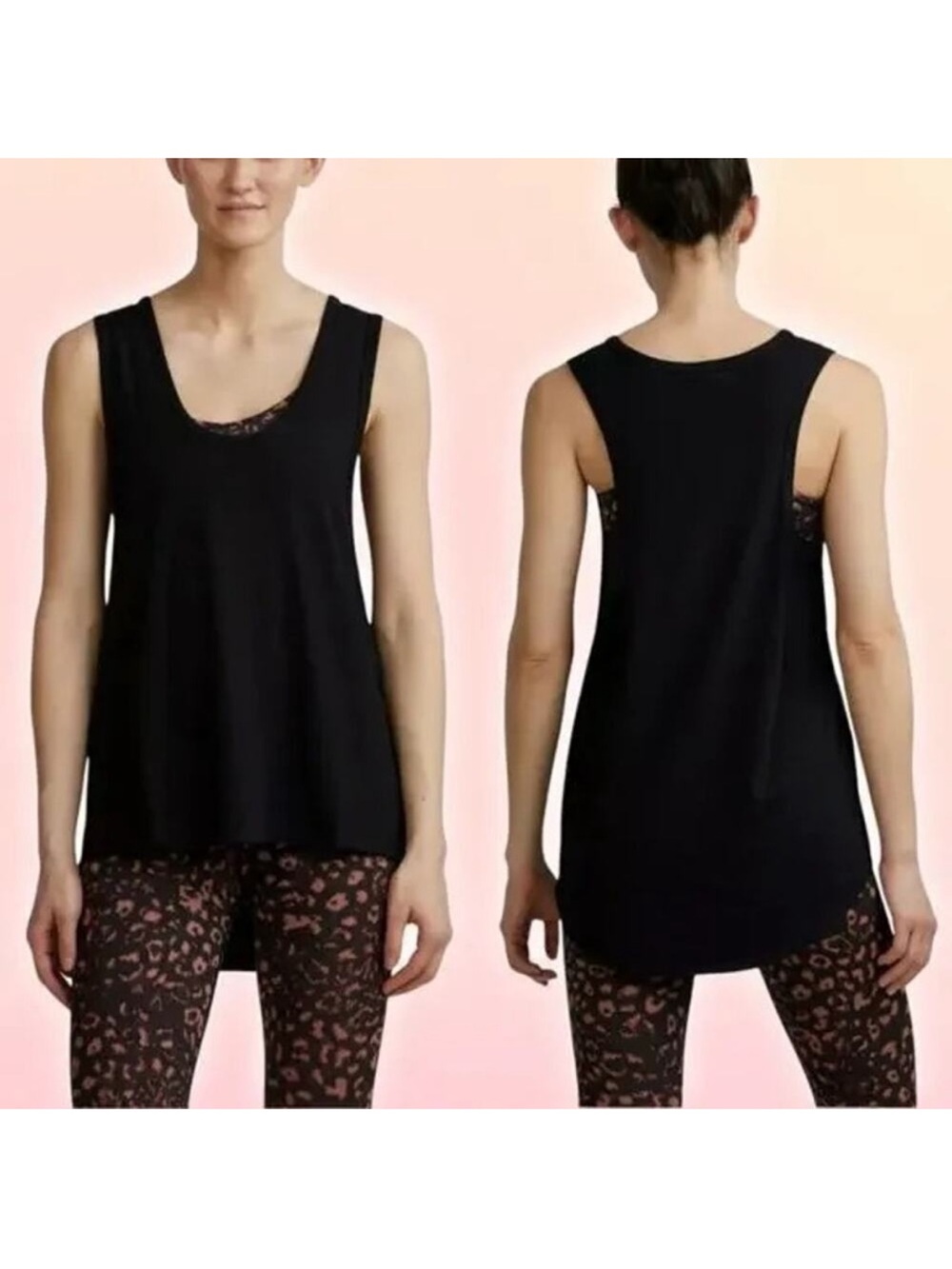 Varley Long Palmer Tank Top Black Basic Longline Athletic Athleisure Sz L